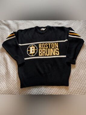 Vintage 80s Boston Bruins NHL Hockey Sweater Cliff Engle Tag Size XL